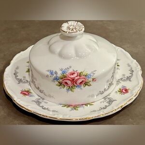 🌸Royal Albert TRANQUILLITY Vintage BUTTER DISH + LID SET Bone China Made England